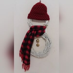 26" H x 12" W Handmade Snowman Grapevine Wreath with Bells